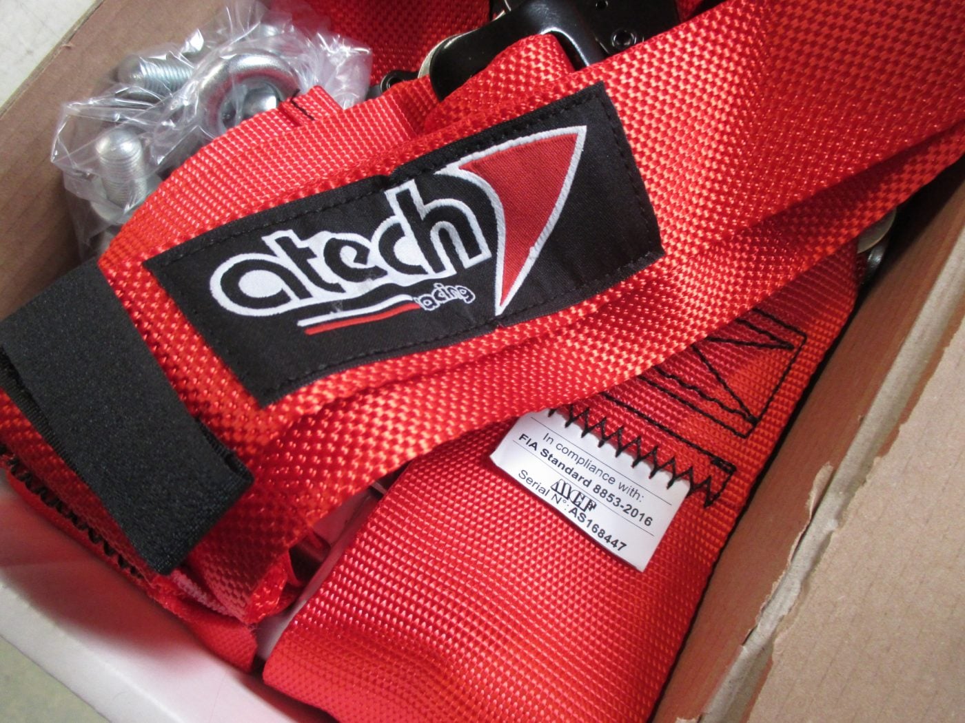 ATECH LIGHTWEIGHT 6 POINT HANS FIA 8853-2016 HARNESS,RED