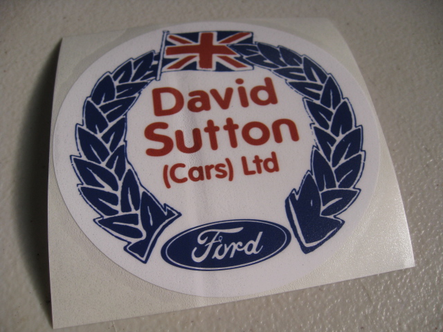 DAVID SUTTON CARS, REPRODUCTION STICKER