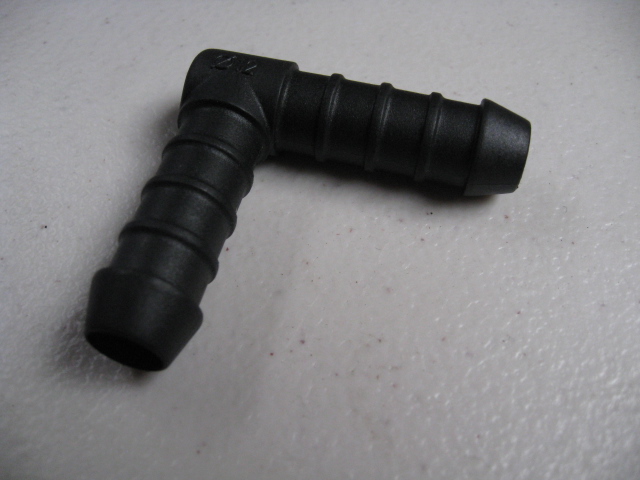 12mm, PLASTIC 90 DEGREE, HOSE CONNECTOR , AIR , WATER , FUEL, OIL,