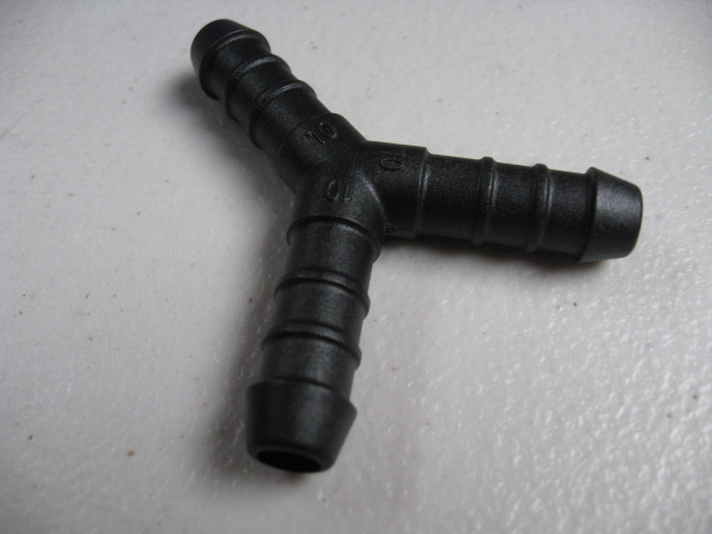10mm, PLASTIC Y PIECE, HOSE CONNECTOR , AIR , WATER , FUEL, OIL,