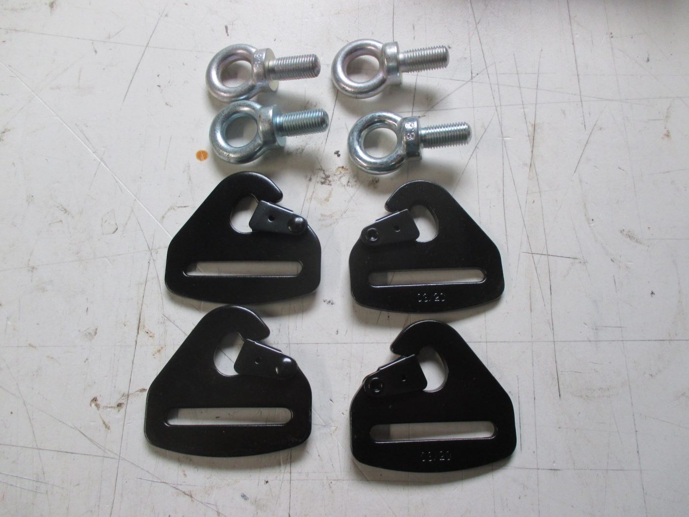 SET OF 4 ALLOY 2" HARNESS CLIPS WITH EYELETS