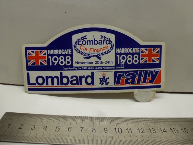 HARROGATE 1988, LOMBARD RAC RALLY STICKER, ORIGINAL, NEW OLD STOCK