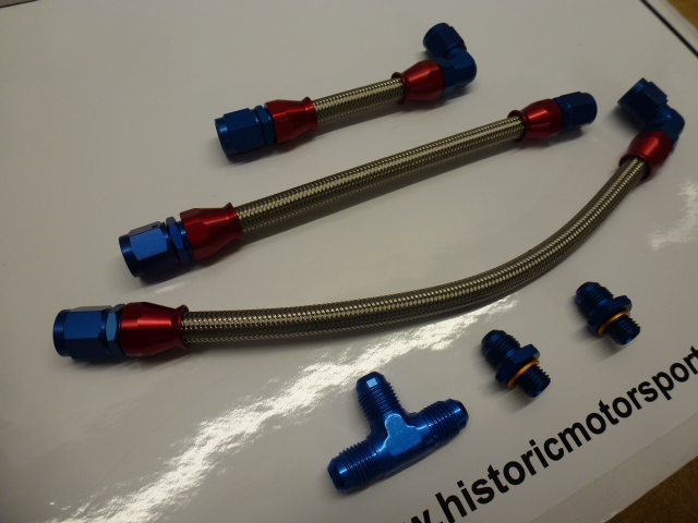 FUEL HOSE KIT FOR TWIN DCOE CARBS ON MK1, MK2 ESCORTS, 350MM BULKHEAD TO T PIECE PIPE - Image 6