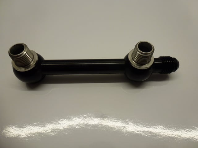 AN -6 (6AN) To Twin 1/4" NPT Top Fuel Pump Link Manifold in black for Facet type fuel pumps - Image 6