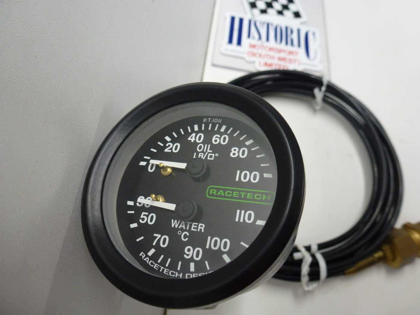RACETECH, DUAL,MECHANICAL OIL PRESSURE GAUGE AND WATER TEMPERATURE GAUGE, TRIAL FITTED