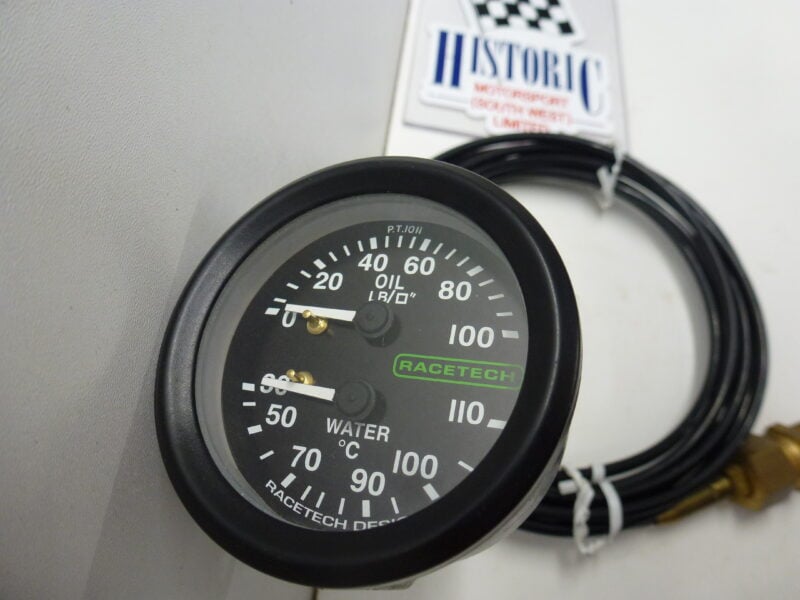 RACETECH, DUAL,MECHANICAL OIL PRESSURE GAUGE AND WATER TEMPERATURE GAUGE, TRIAL FITTED