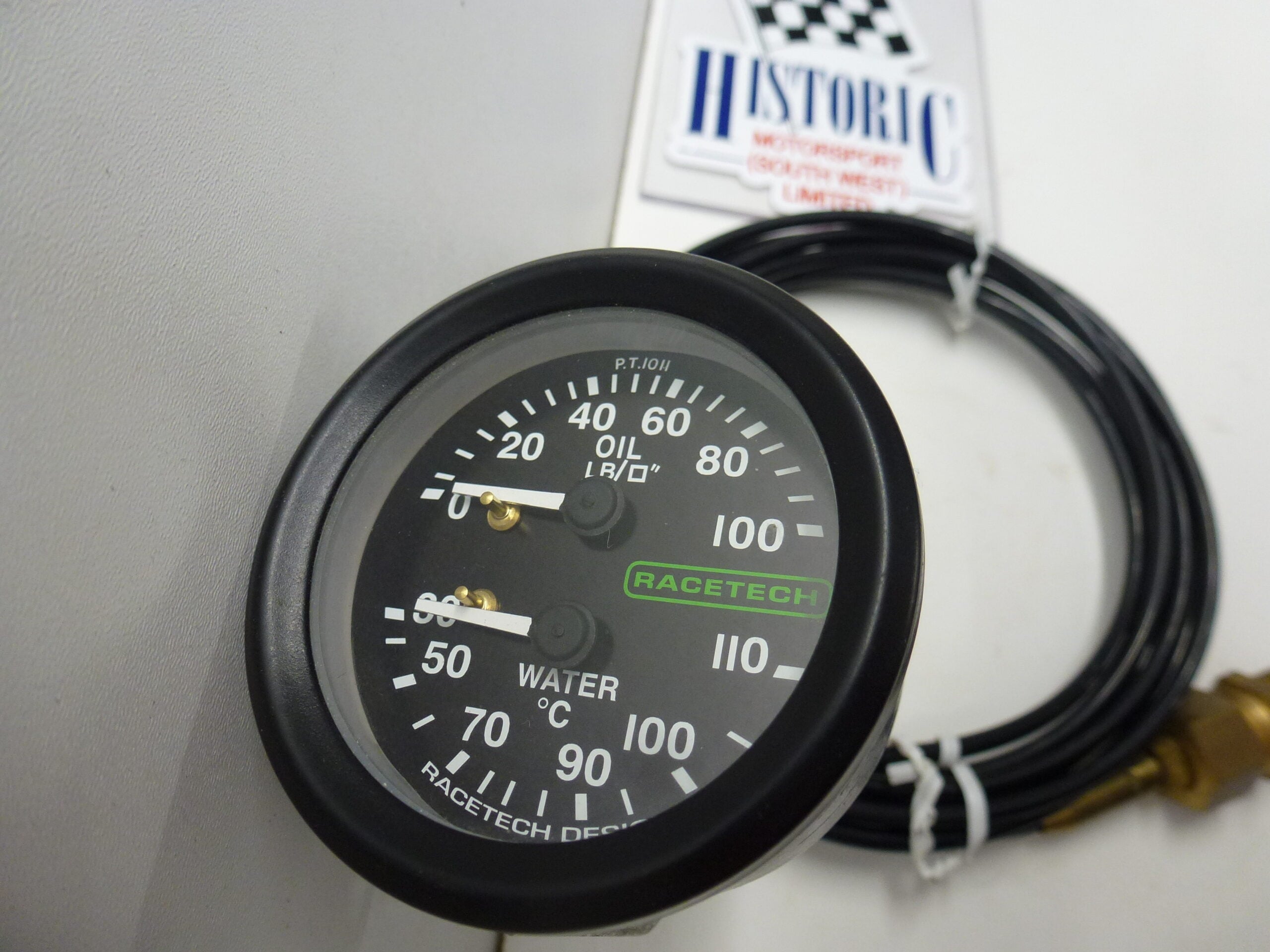 RACETECH, DUAL,MECHANICAL OIL PRESSURE GAUGE AND WATER TEMPERATURE GAUGE, TRIAL FITTED
